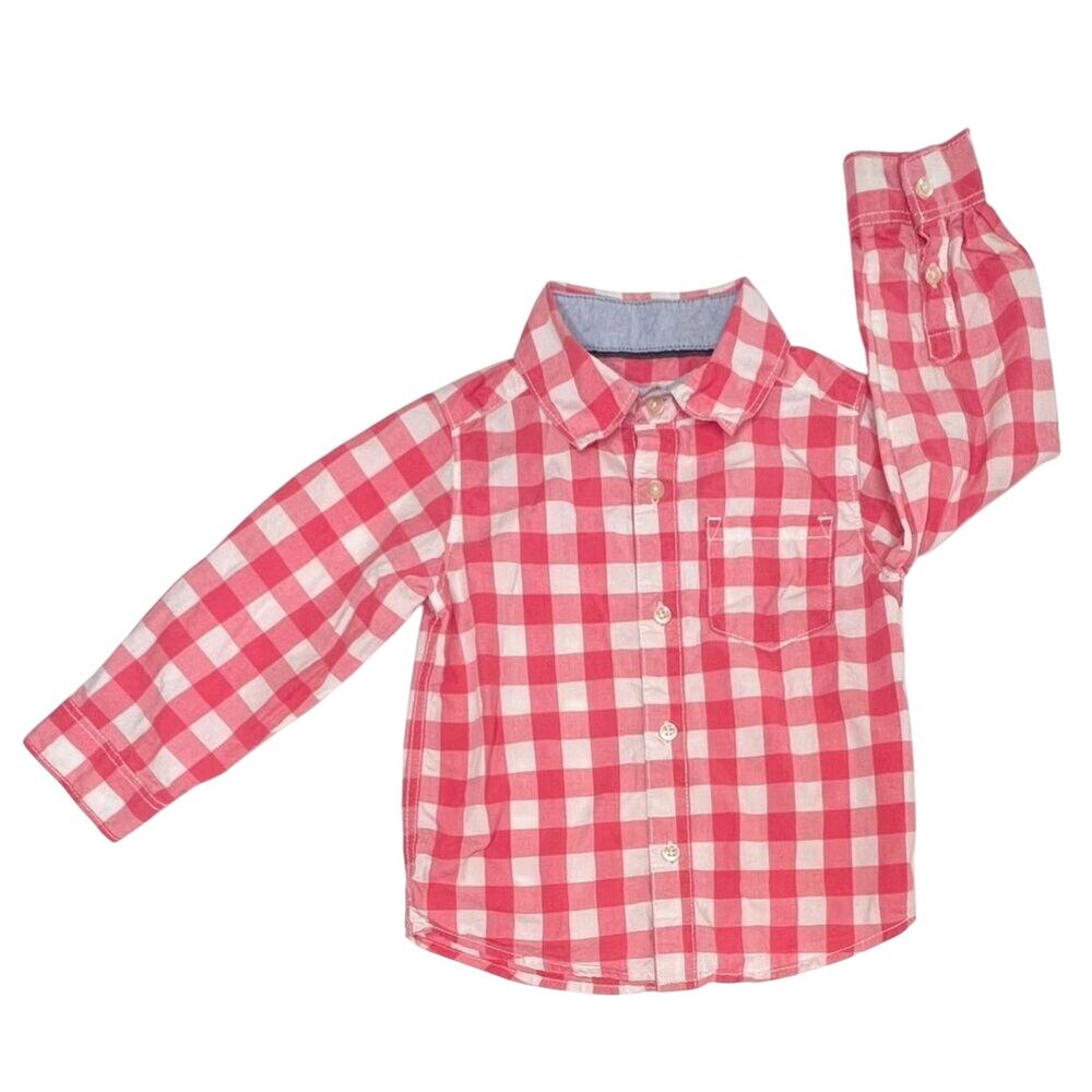 Carter's Collared Pink Plaid Button Up Shirt 24‎ months Toddler Church Photos
